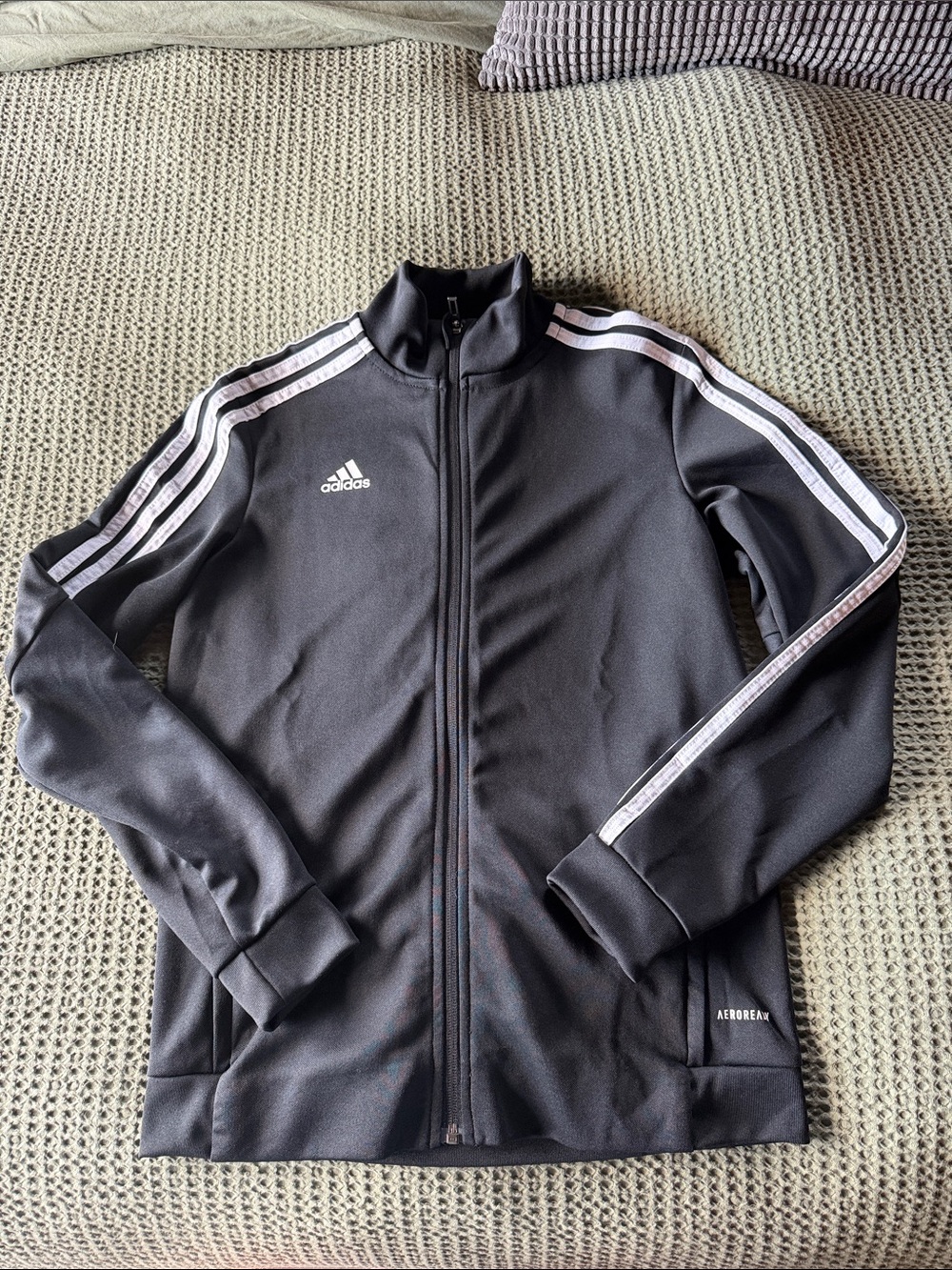adidas Black Track Jacket with White Stripes